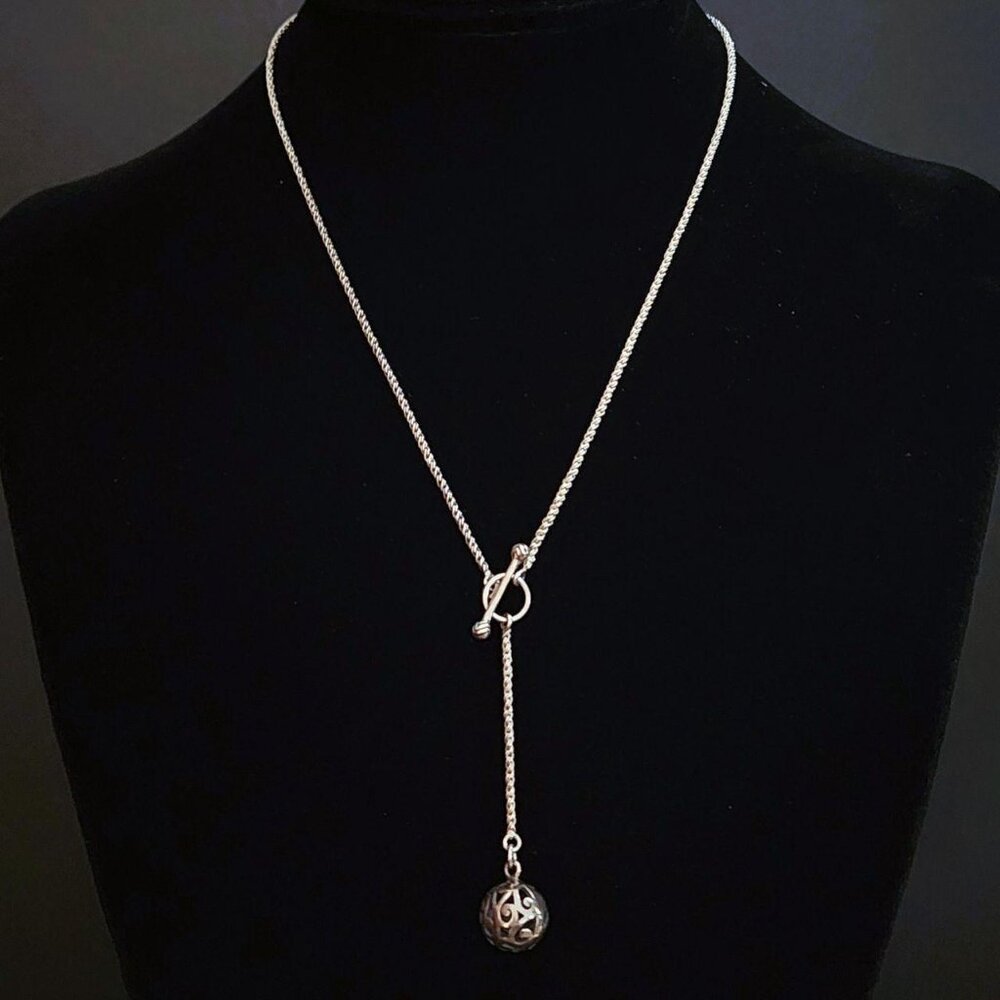 Vintage Silpada Sterling Silver Delight Filigree Ball Drop Lariat Necklace - Picture 4 of 7